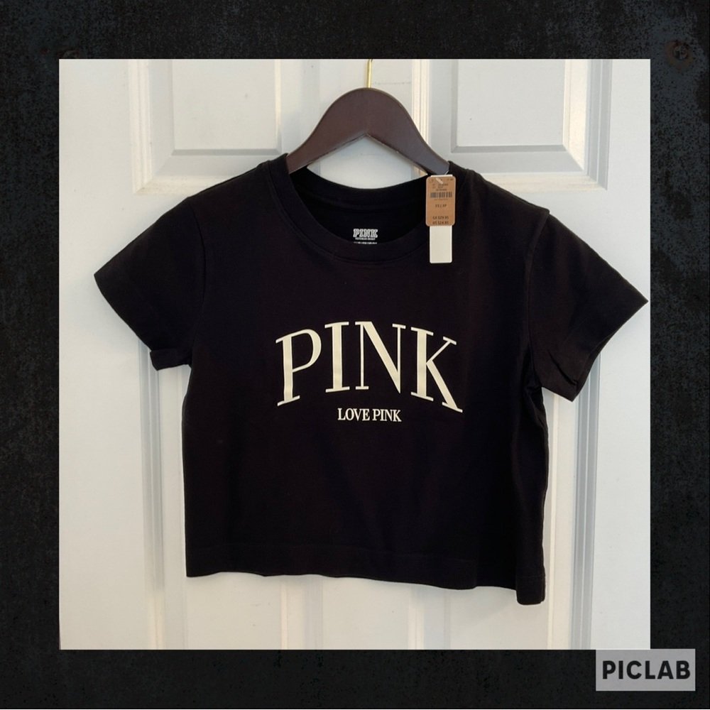 PINK Victoria’s Secret Cotton Logo Crop T-Shirt - NWT - Size XS